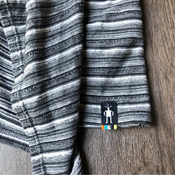 Smartwool Open Front Cardigan Women’s S Black Grey Stripes Outdoor Merino Wool - Picture 2 of 7